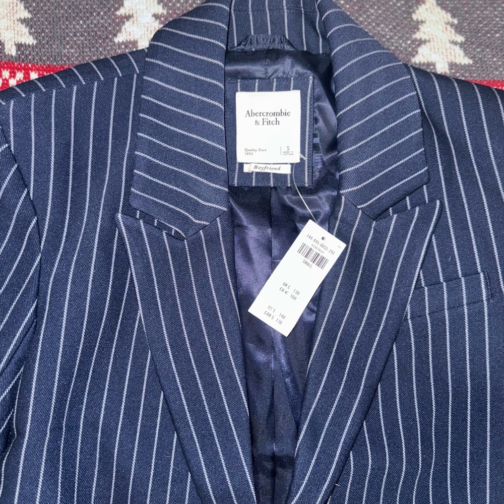 Abercrombie & Fitch Striped Navy Blazer - Picture 4 of 6